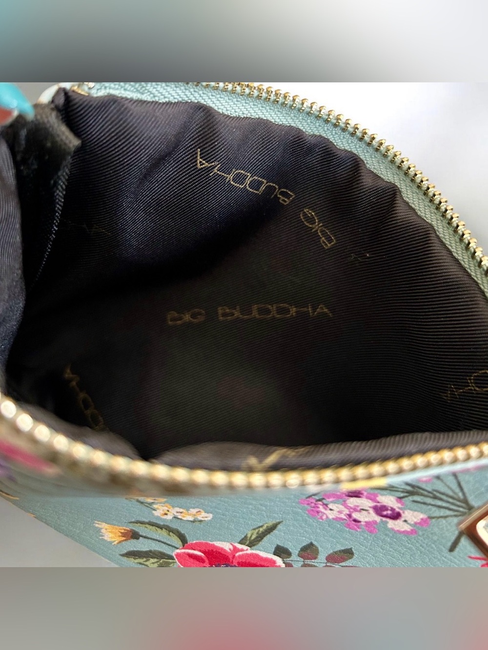 Big Buddha Floral Crossbody Bag Gold Chain Light Blue - Picture 3 of 4